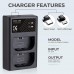 LP-E6/E6N/E6NH/E6P Dual Slot Quick Battery Charger, Micro USB and Type-C Charger