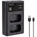 NP-FW50 Dual Slot Quick Battery Charger, Micro USB and Type-C Charger