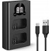 NP-FW50 Dual Slot Quick Battery Charger with LCD Screen, Micro USB and Type-C Charger