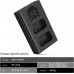 NP-FW50 Dual Slot Quick Battery Charger with LCD Screen, Micro USB and Type-C Charger