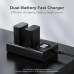 NP-FW50 Dual Slot Quick Battery Charger with LCD Screen, Micro USB and Type-C Charger