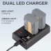 NP-FZ100 Dual Slot Quick Battery Charger, Micro USB and Type-C Charger