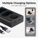 NP-FZ100 Dual Slot Quick Battery Charger with LCD Screen, Micro USB and Type-C Charger