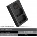 NP-FZ100 Dual Slot Quick Battery Charger with LCD Screen, Micro USB and Type-C Charger