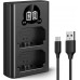 NP-FZ100 Dual Slot Quick Battery Charger with LCD Screen, Micro USB and Type-C Charger