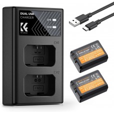 NP-FW50 2 Pack Replacement Batteries and Dual Slot Charger