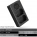 NP-W235 Dual Slot Quick Battery Charger with LCD Screen, Micro USB and Type-C Charger