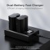 NP-W235 Dual Slot Quick Battery Charger with LCD Screen, Micro USB and Type-C Charger