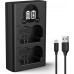 NP-W235 Dual Slot Quick Battery Charger with LCD Screen, Micro USB and Type-C Charger