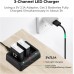 2-Pack 1730mAh Batteries with 3-Channel LCD USB Fast Charger