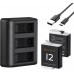 2-Pack 1730mAh Batteries with 3-Channel LCD USB Fast Charger