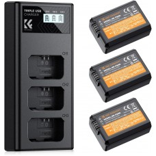 NP-FW50 3-Pack 1100mAh Replacement Batteries and Three Slot Charger 