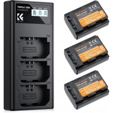 NP-FZ100 3-Pack 2280mAh Replacement Batteries and Three Slot Charger