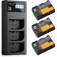 LP-E6NH 3-Pack 2250mAh Replacement Batteries and 3-Slot Charger