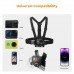 Chest Strap Harness+Backpack Clip+360° Rotating Head Strap Mount and Wrist Strap
