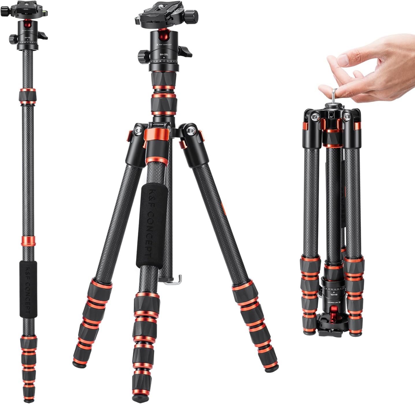 Carbon Fiber 5-Section Tripod Load Capacity 8kg A225C0+BH-25L Carbon Fiber 5-Section Tripod Load Capacity 8kg A225C0+BH-25L