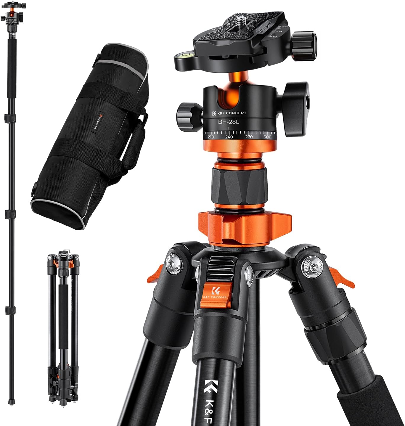 Aluminum 4-Section Tripod Load Capacity 10kg O254A1+BH-28L Aluminum 4-Section Tripod Load Capacity 10kg O254A1+BH-28L