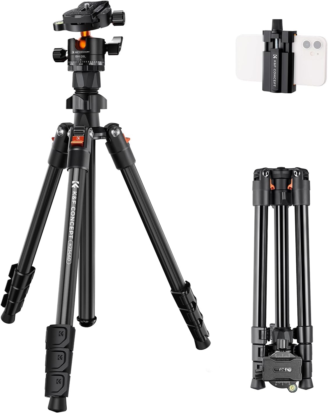 Lightweight Travel Outdoor DSLR Tripods Load Capacity 10kg K234A0+BH-28L Lightweight Travel Outdoor DSLR Tripods Load Capacity 10kg K234A0+BH-28L