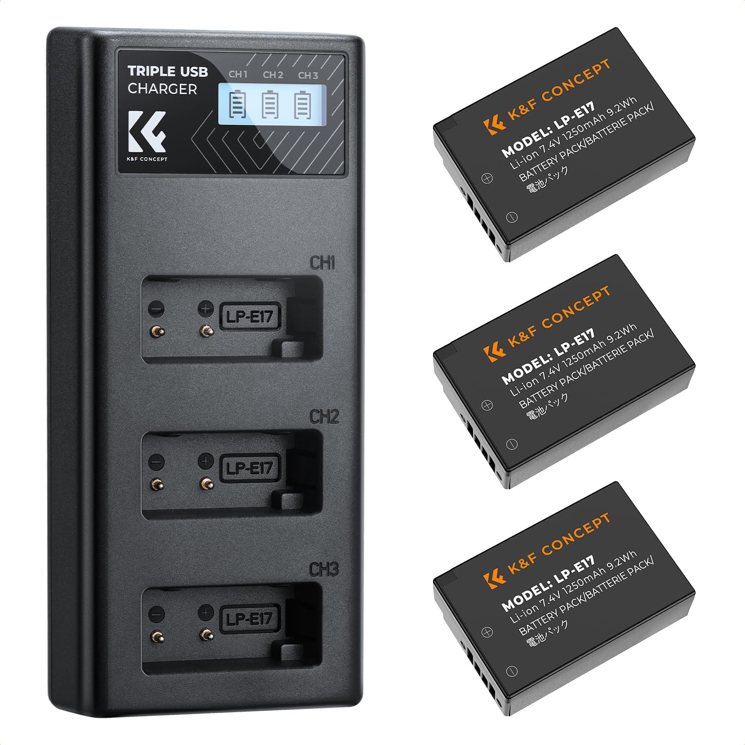 LP-E17 3-Pack Batteries and Upgraded 3-Slot LCD Charger LP-E17 3-Pack Batteries and Upgraded 3-Slot LCD Charger